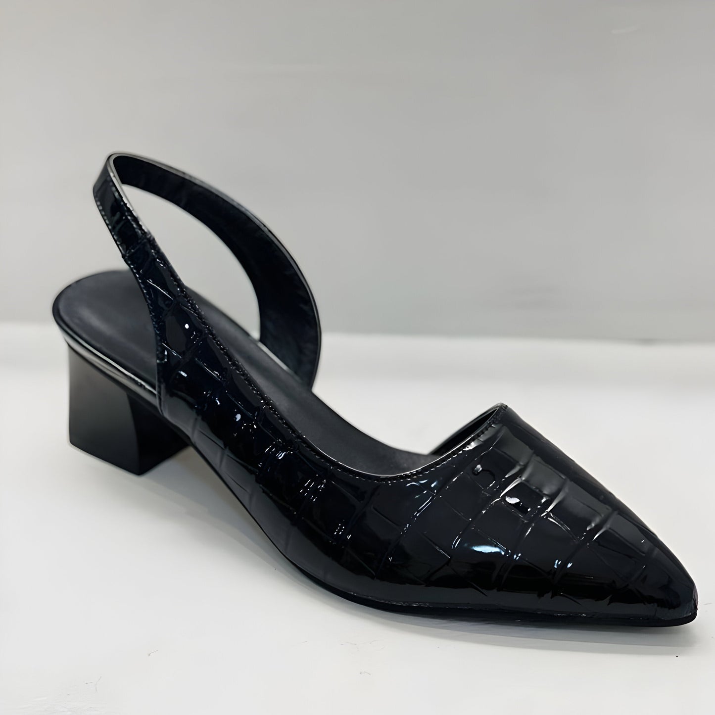 Pointed Toe Slingback Low Block Heels for Women