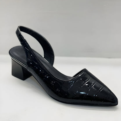Pointed Toe Slingback Low Block Heels for Women