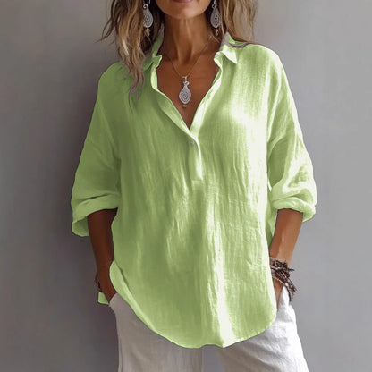 Women's Linen Button Shirt Wide Sleeves
