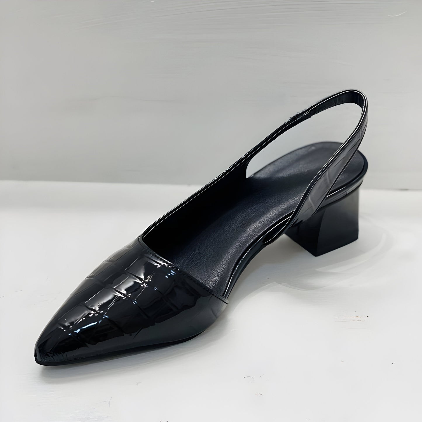 Pointed Toe Slingback Low Block Heels for Women