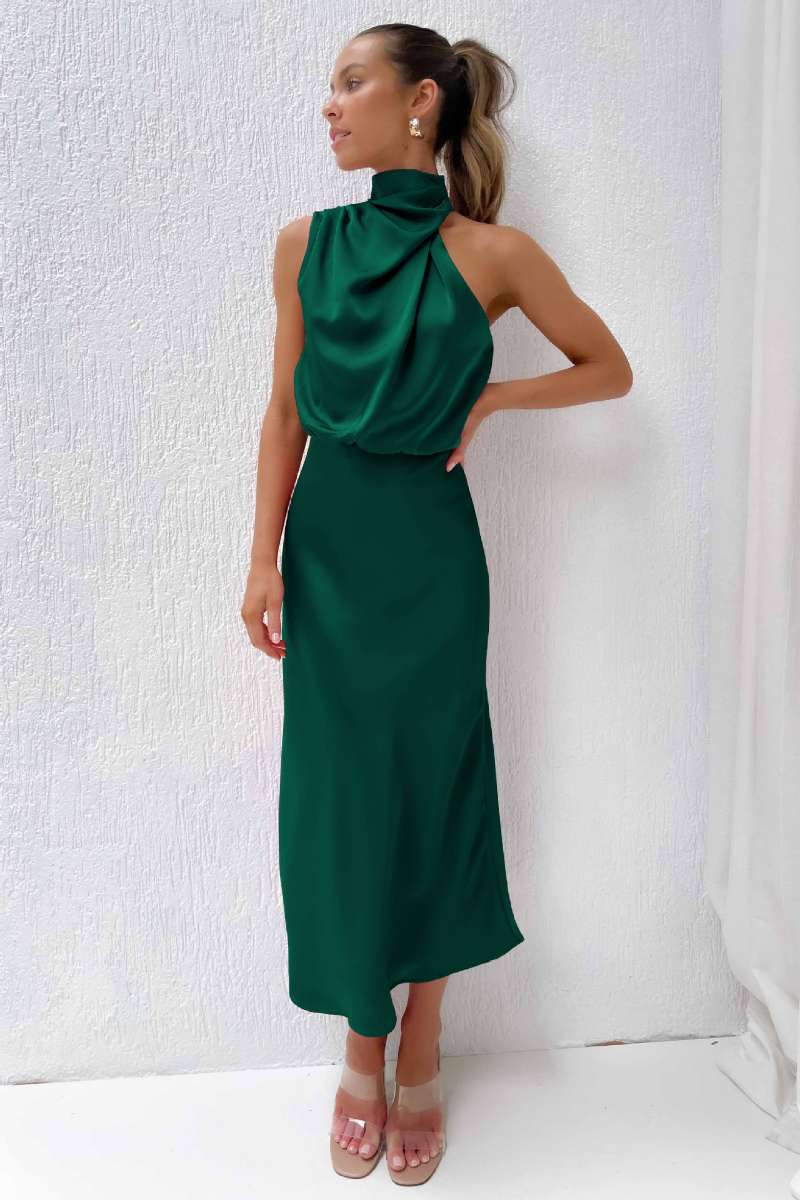 Elegant Maxi Dress Asymmetrical Neckline