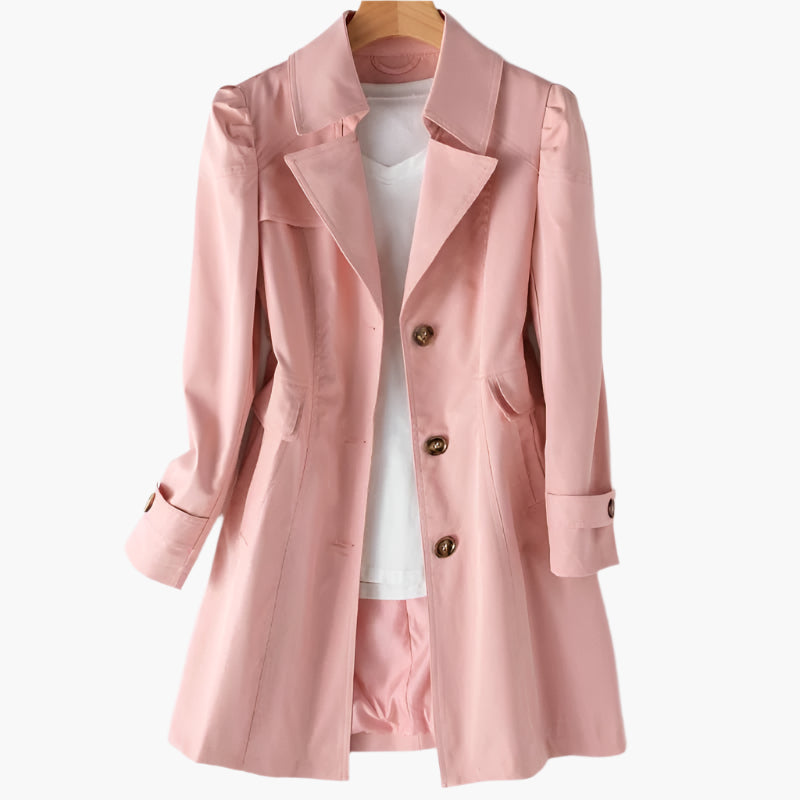Women's Classic Timeless Trench Coat with Elegant Tailored Fit