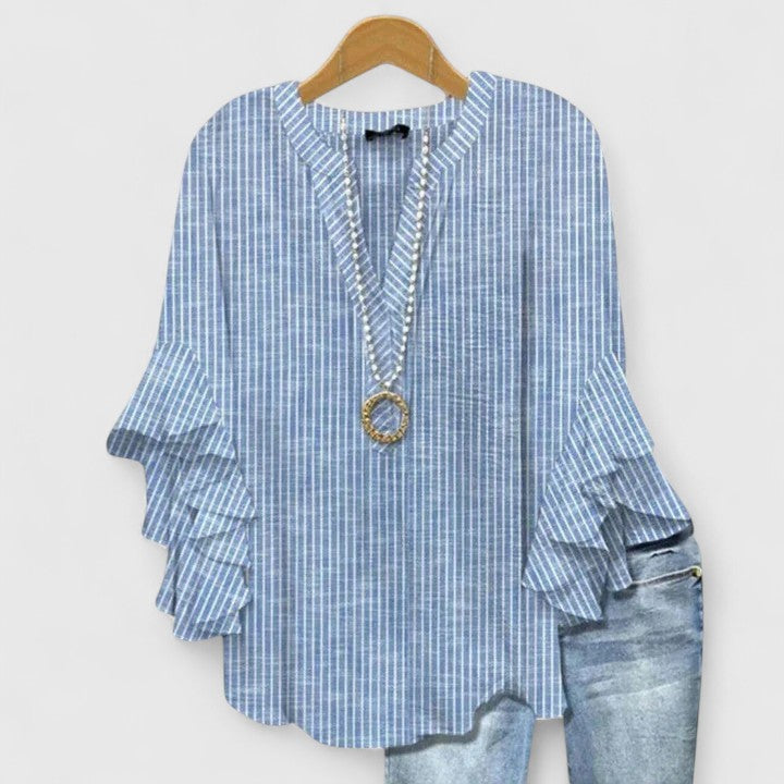 Floral Ruffled Sleeve Blouse for Women | Breathable Casual