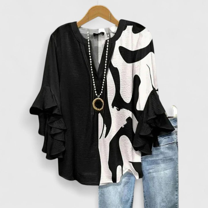 Floral Ruffled Sleeve Blouse for Women | Breathable Casual