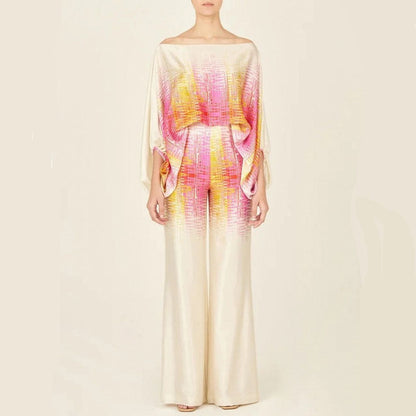 Women’s Artistic One-Shoulder Printed Two-Piece Pants Set