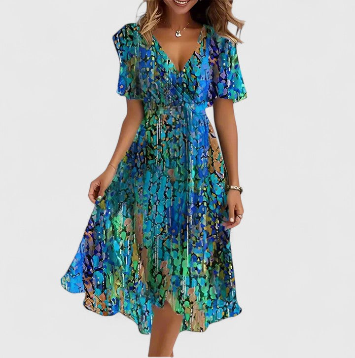 Elegant Short Dress with Flutter Sleeves for Women