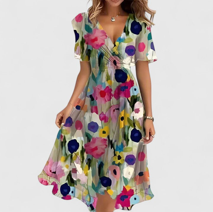 Elegant Short Dress with Flutter Sleeves for Women