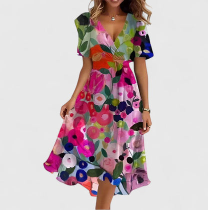 Elegant Short Dress with Flutter Sleeves for Women