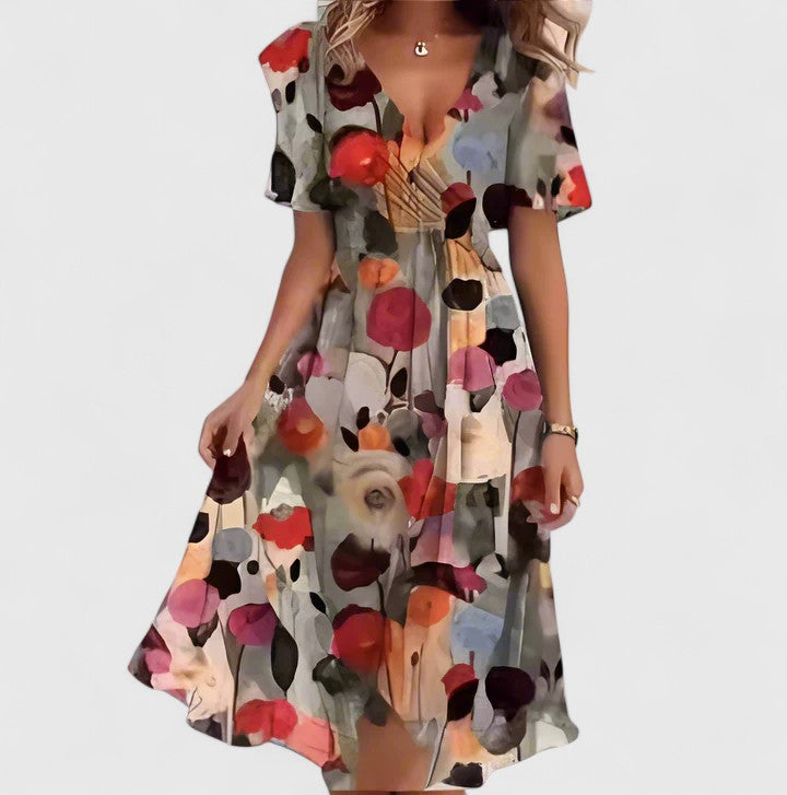 Elegant Short Dress with Flutter Sleeves for Women