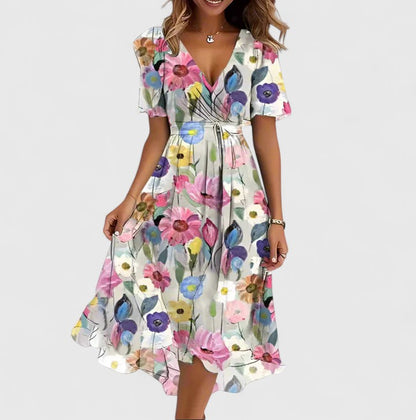 Elegant Short Dress with Flutter Sleeves for Women