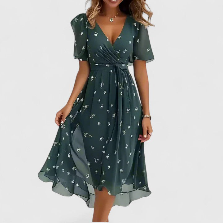 Elegant Short Dress with Flutter Sleeves for Women