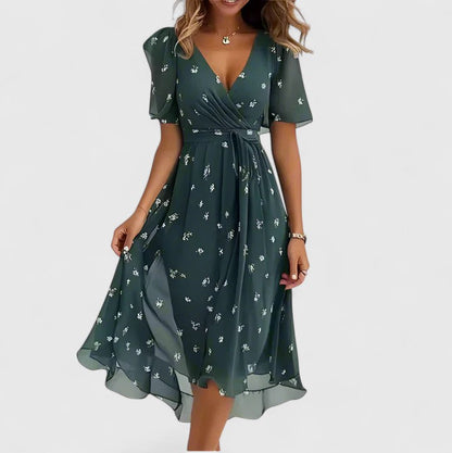 Elegant Short Dress with Flutter Sleeves for Women