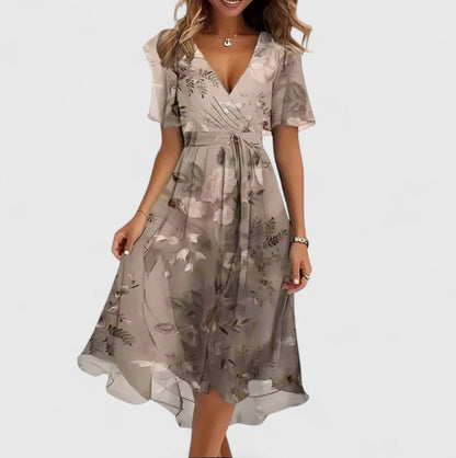 Elegant Short Dress with Flutter Sleeves for Women