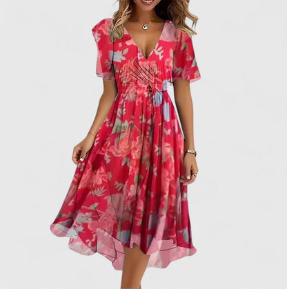 Elegant Short Dress with Flutter Sleeves for Women