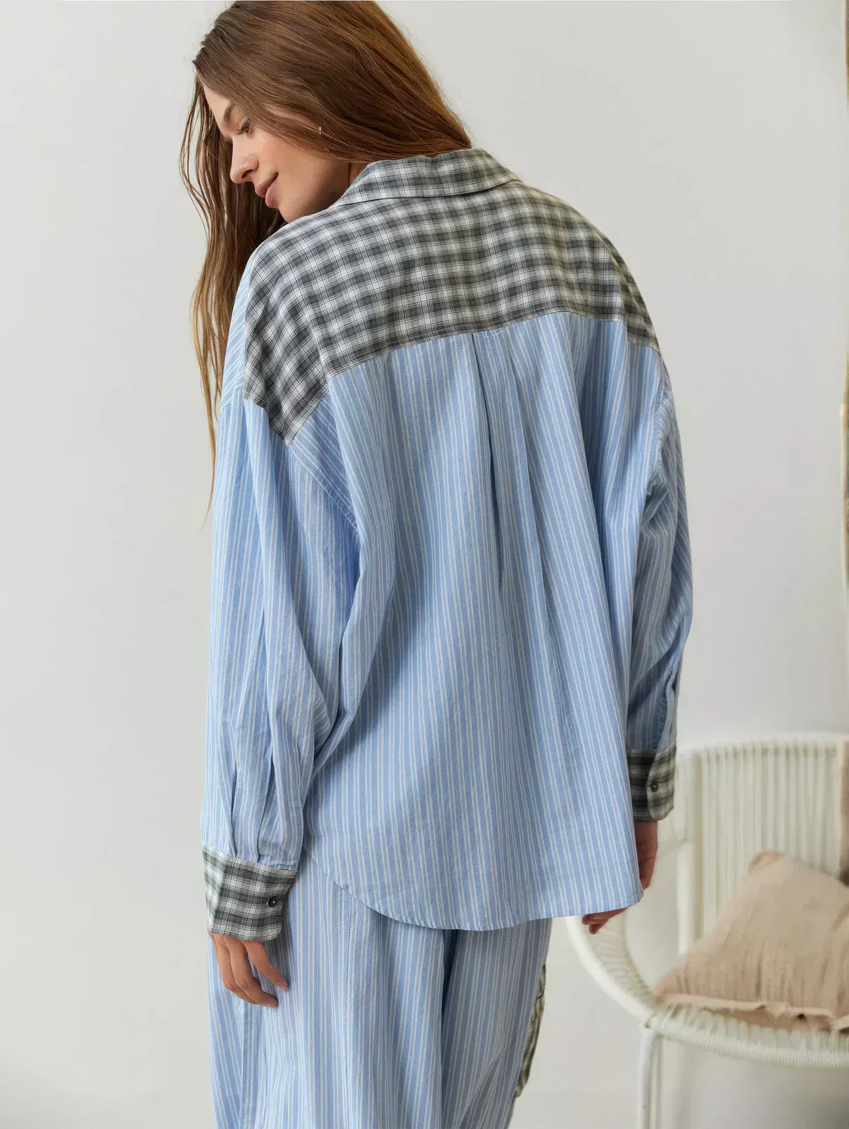 Women’s Plaid Button-Up Pajama Set with Relaxed Fit Pants