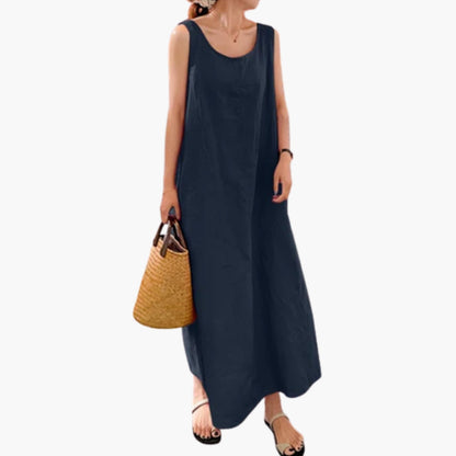 Sleeveless Women’s Maxi Dress Round Neck
