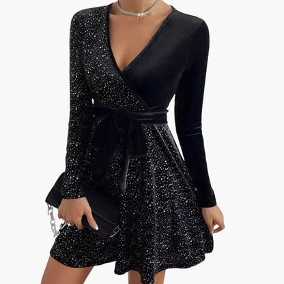 Elegant V-Neck Cross-Front Cocktail Dress