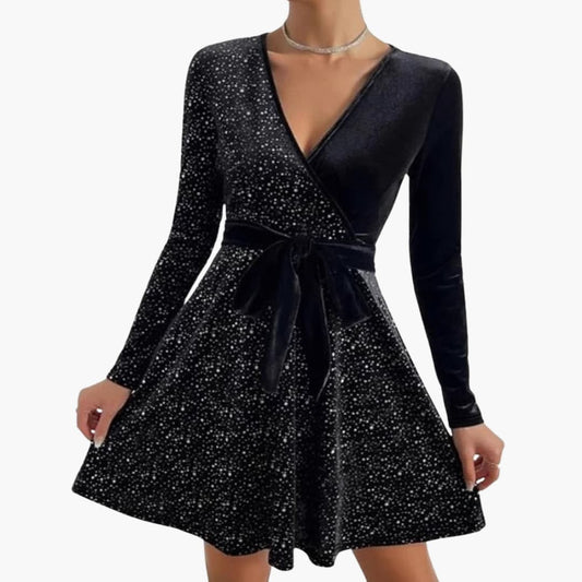 Elegant V-Neck Cross-Front Cocktail Dress