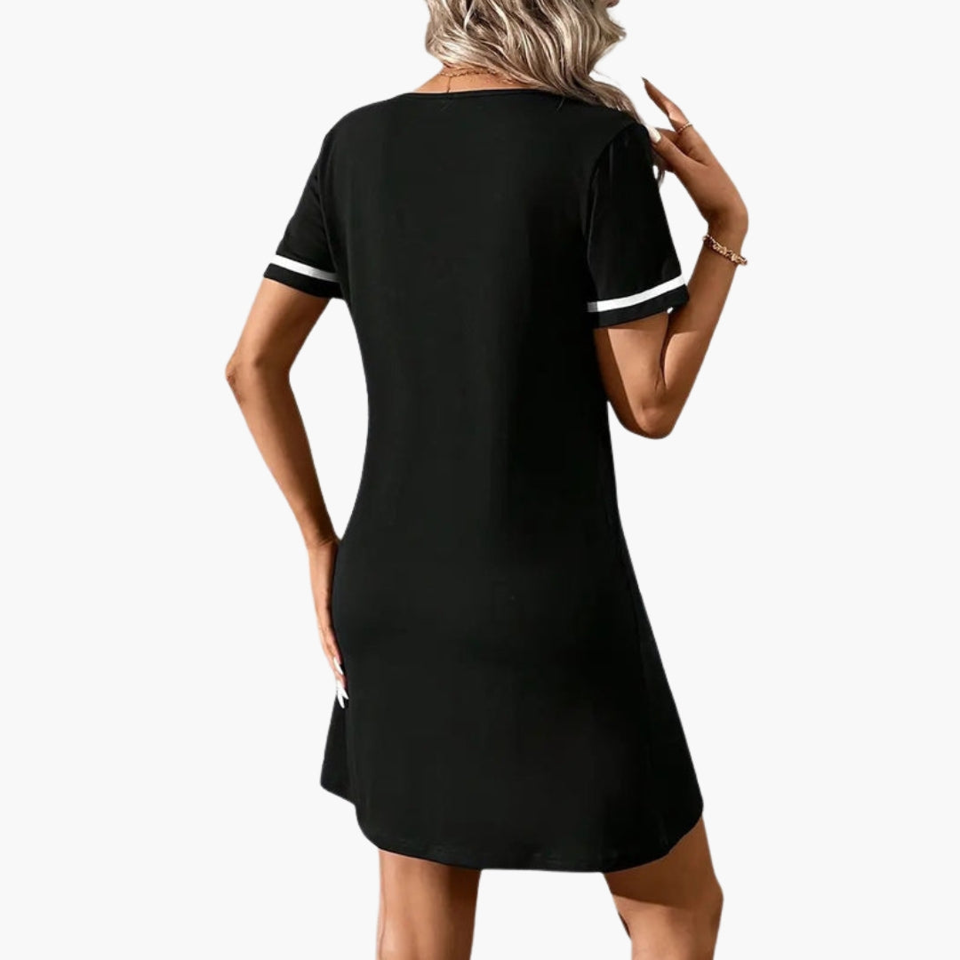 Elegant Women's V-Neck Short Sleeve Dress