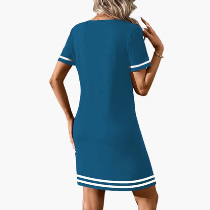 Elegant Women's V-Neck Short Sleeve Dress