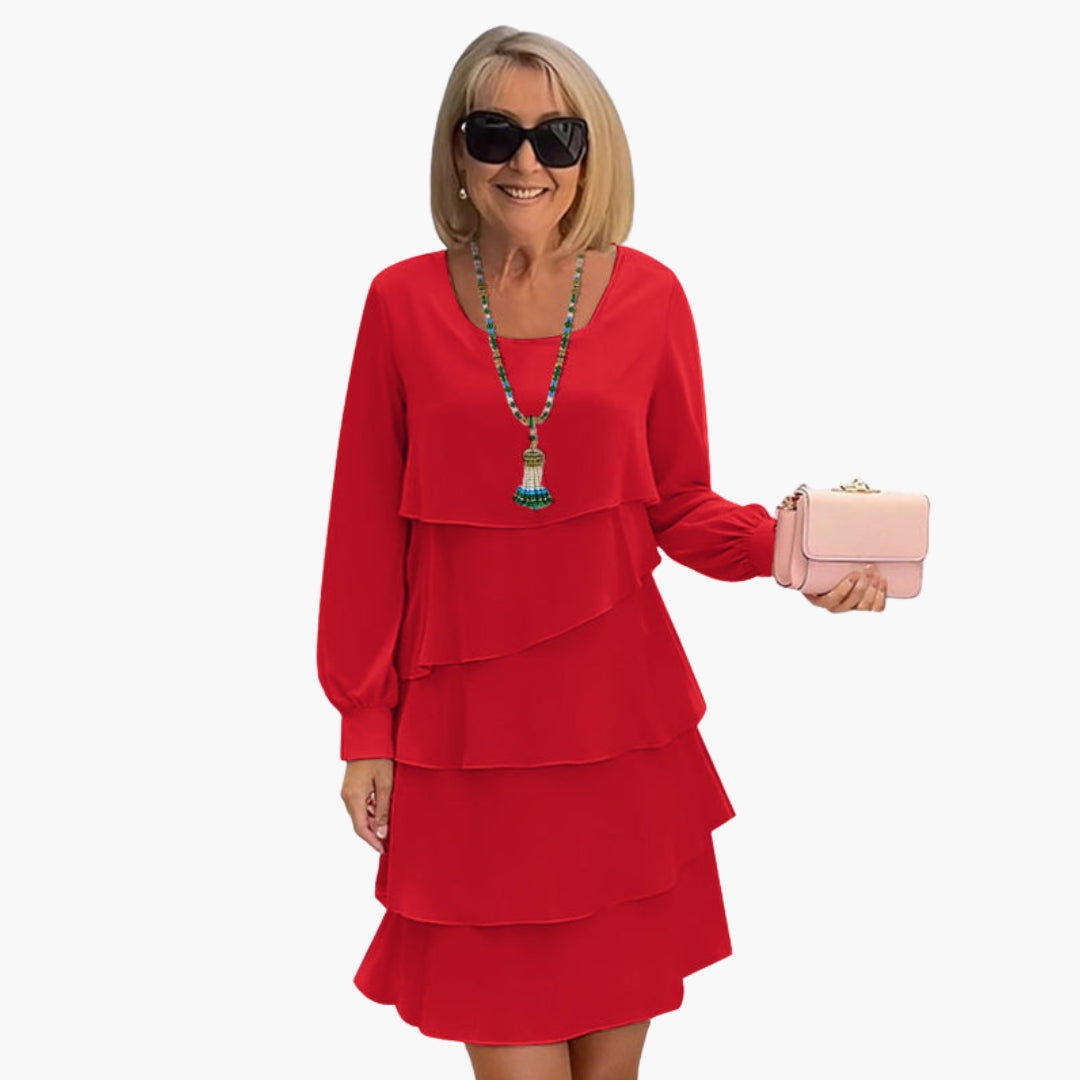 Elegant Layered Long Sleeve Women’s Dress