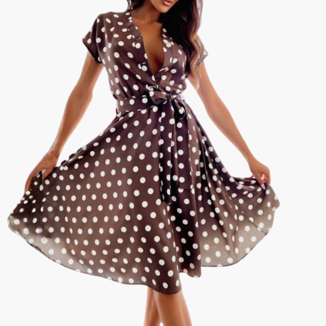 Elegant Short Sleeve V-Neck Dress