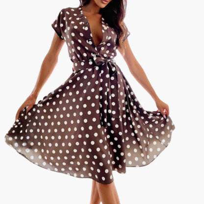 Elegant Short Sleeve V-Neck Dress