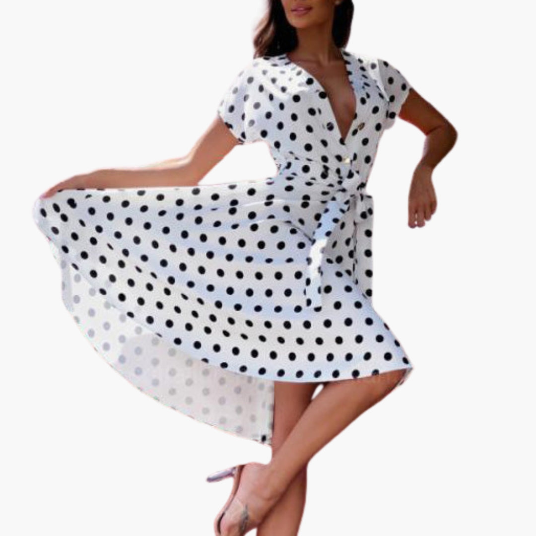 Elegant Short Sleeve V-Neck Dress