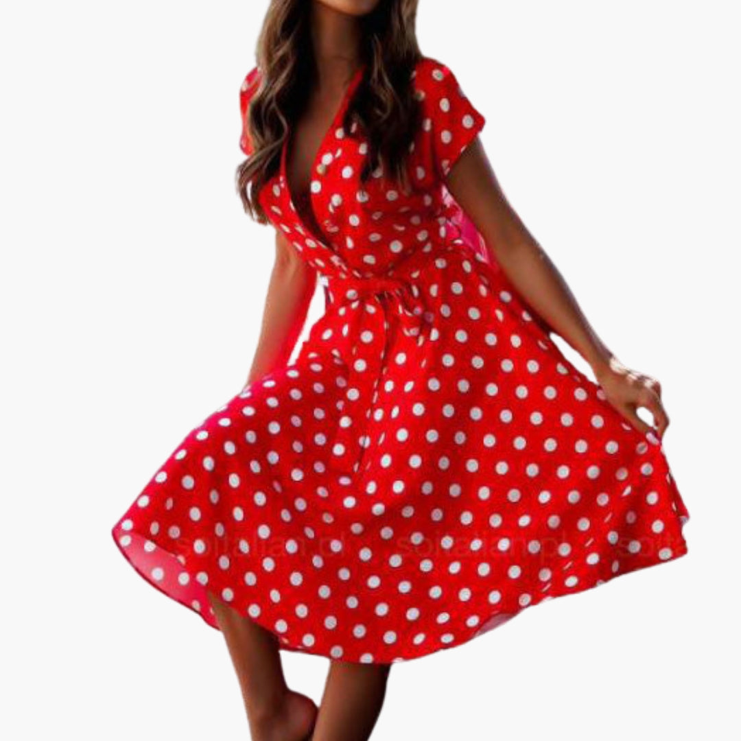 Elegant Short Sleeve V-Neck Dress
