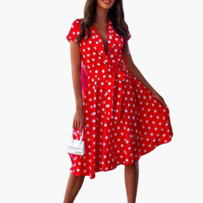 Elegant Short Sleeve V-Neck Dress