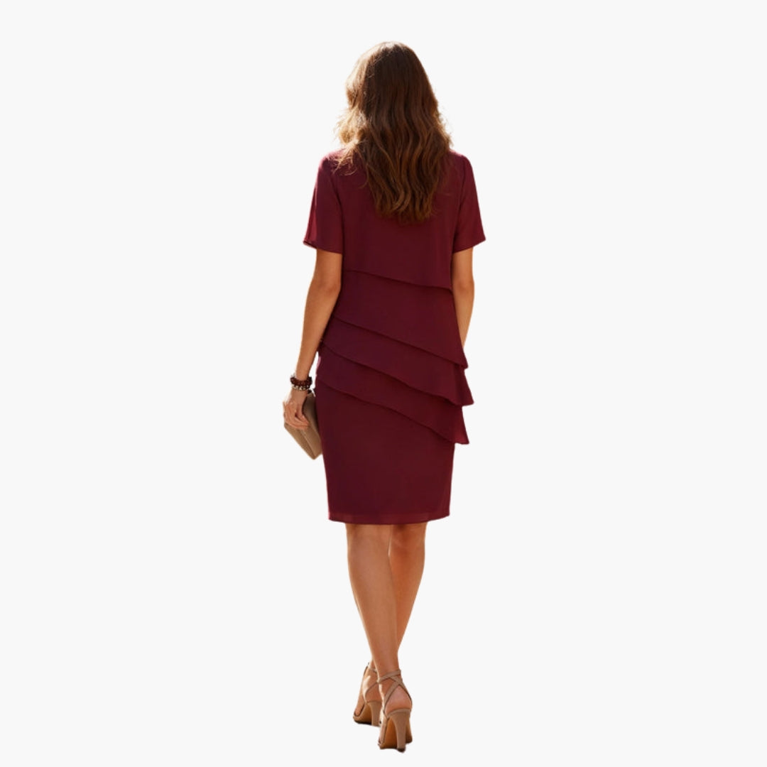 Elegant Women's Short Sleeve Layered Dress