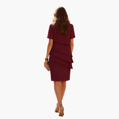Elegant Women's Short Sleeve Layered Dress