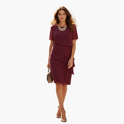 Elegant Women's Short Sleeve Layered Dress