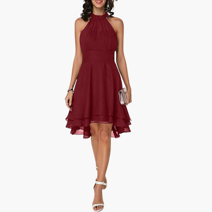 Elegant Sleeveless Ruffle Hem Round Neck Dress