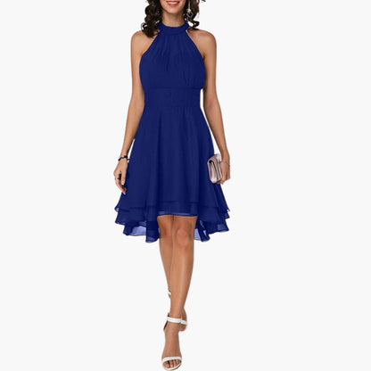 Elegant Sleeveless Ruffle Hem Round Neck Dress