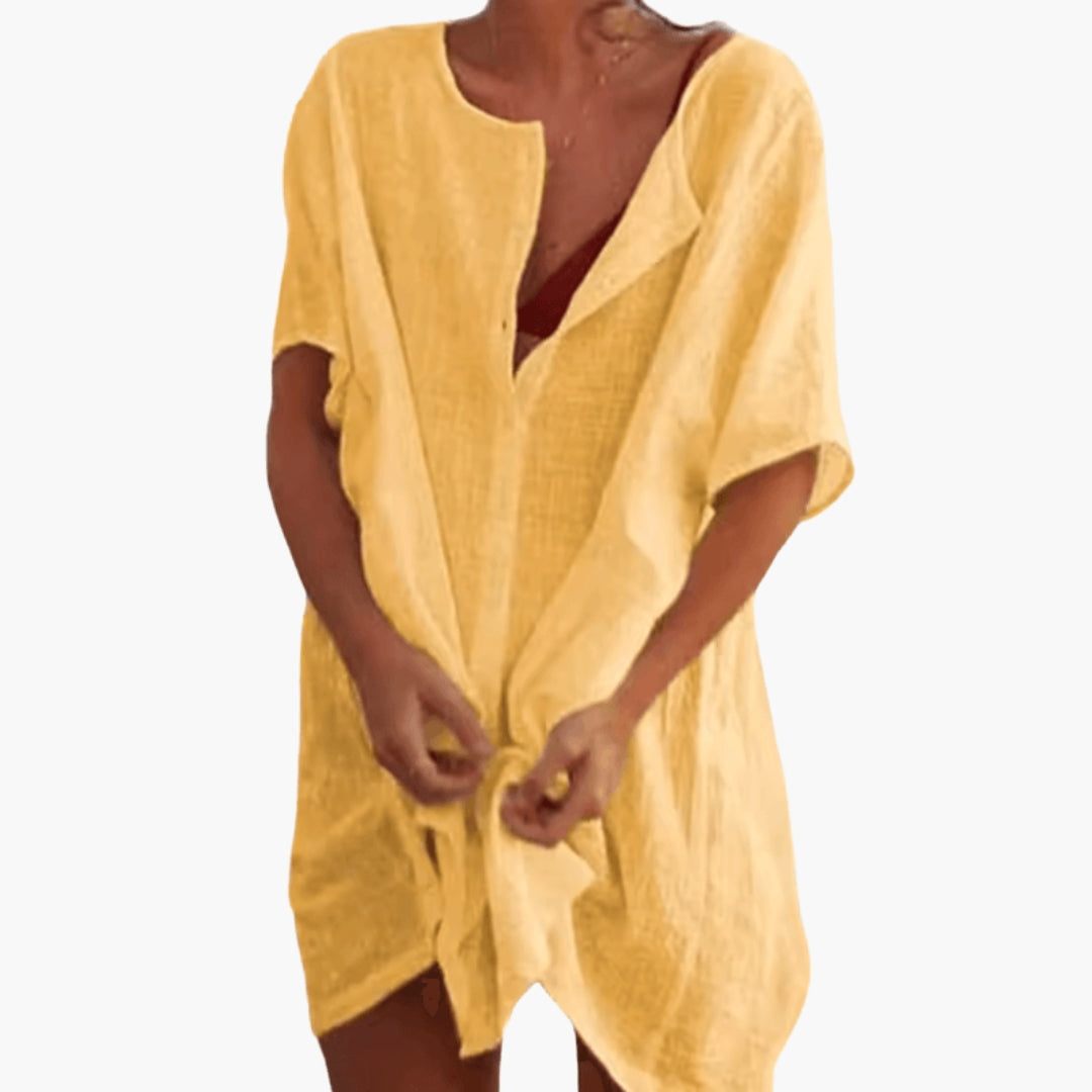 Elegant V-Neck Women’s Tunic Dress
