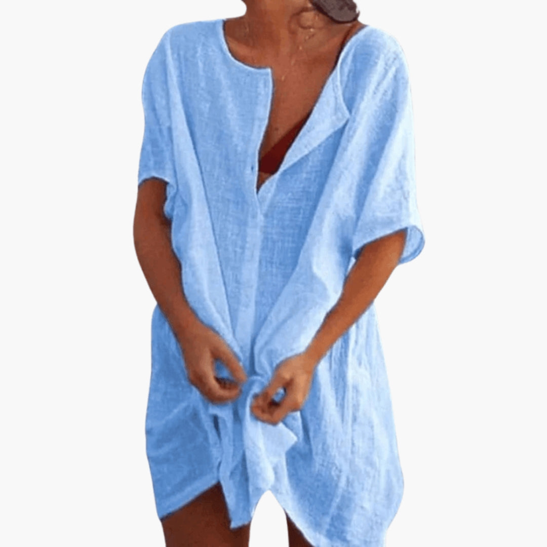 Elegant V-Neck Women’s Tunic Dress