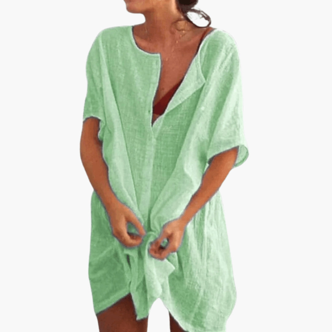 Elegant V-Neck Women’s Tunic Dress