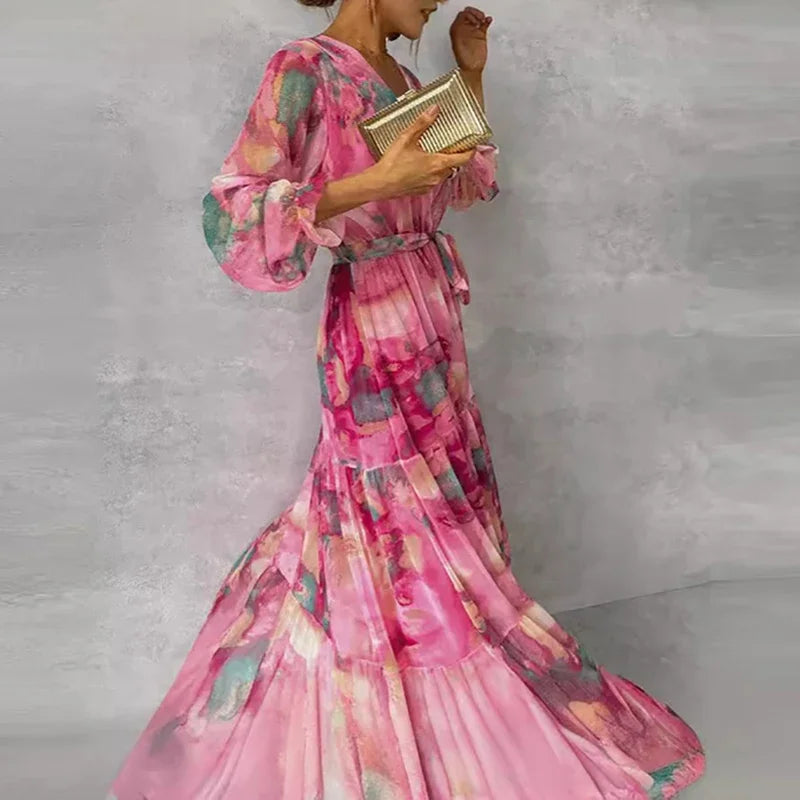 Women's Elegant Floral Print Maxi Dress