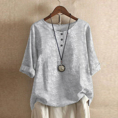 Women's Vintage Floral Print Loose Fit Blouse
