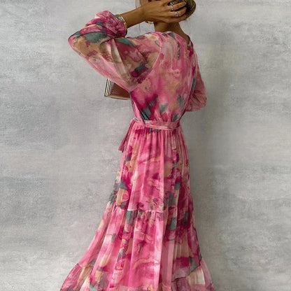 Women's Elegant Floral Print Maxi Dress
