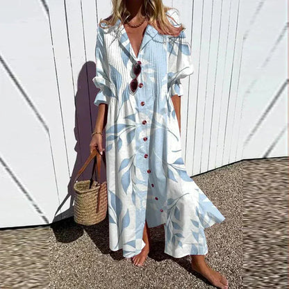 Women's All-Over Floral V-Neck Loose Maxi Dress