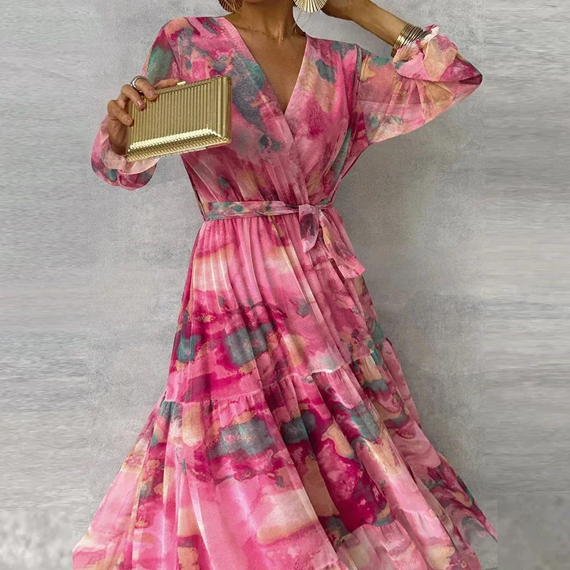 Women's Elegant Floral Print Maxi Dress