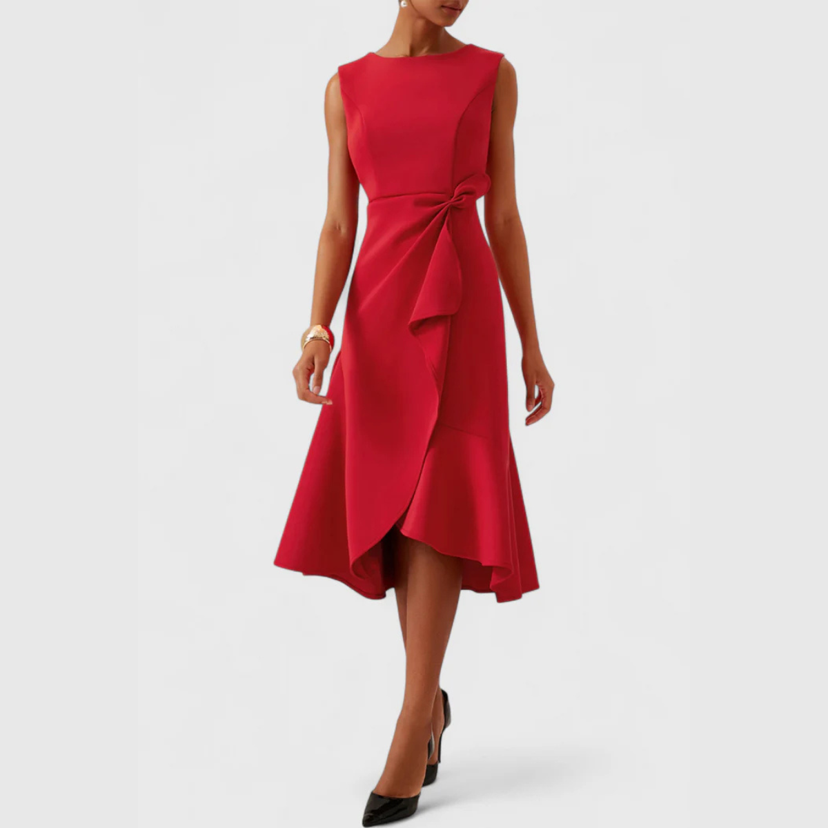 Women's Elegant Sleeveless Midi Cocktail Dress