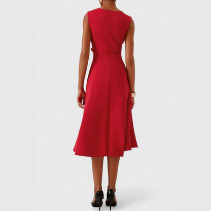 Elegant Asymmetric Midi Dress Draped