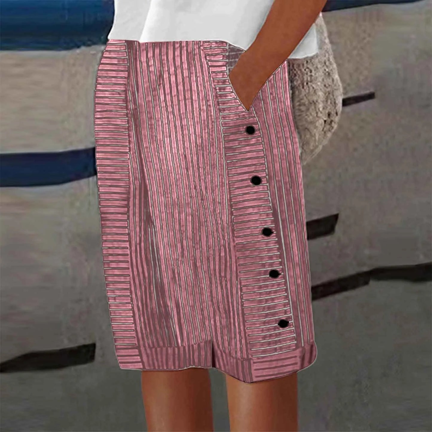 Isla Striped Linen Cotton Cropped Pants for Women
