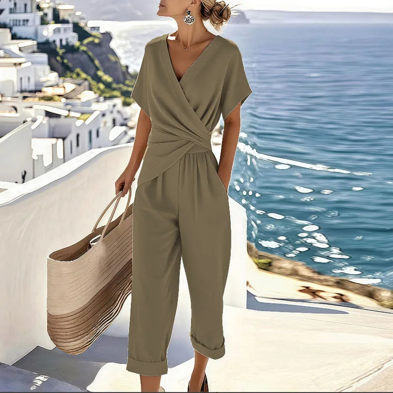 Wrap Front Two-Piece Set for Women | Elegant Trouser Outfit