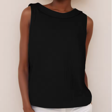 Maria Sleeveless Roll Collar Top for Women, Summer
