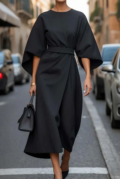 Flowy Midi Dress Elegant Street Style Look