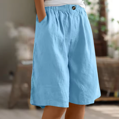 Women's Loose Fit Elastic Waist Shorts with Side Pockets